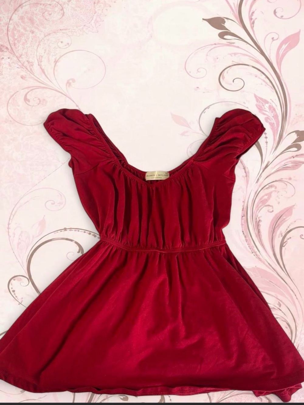 Girls' Red Velvet Dress - Classic Scoop Neck